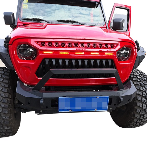 New 18-19 Front Grille with 5 Amber Light for Jeep JL JT angry Ⅲ Grille 