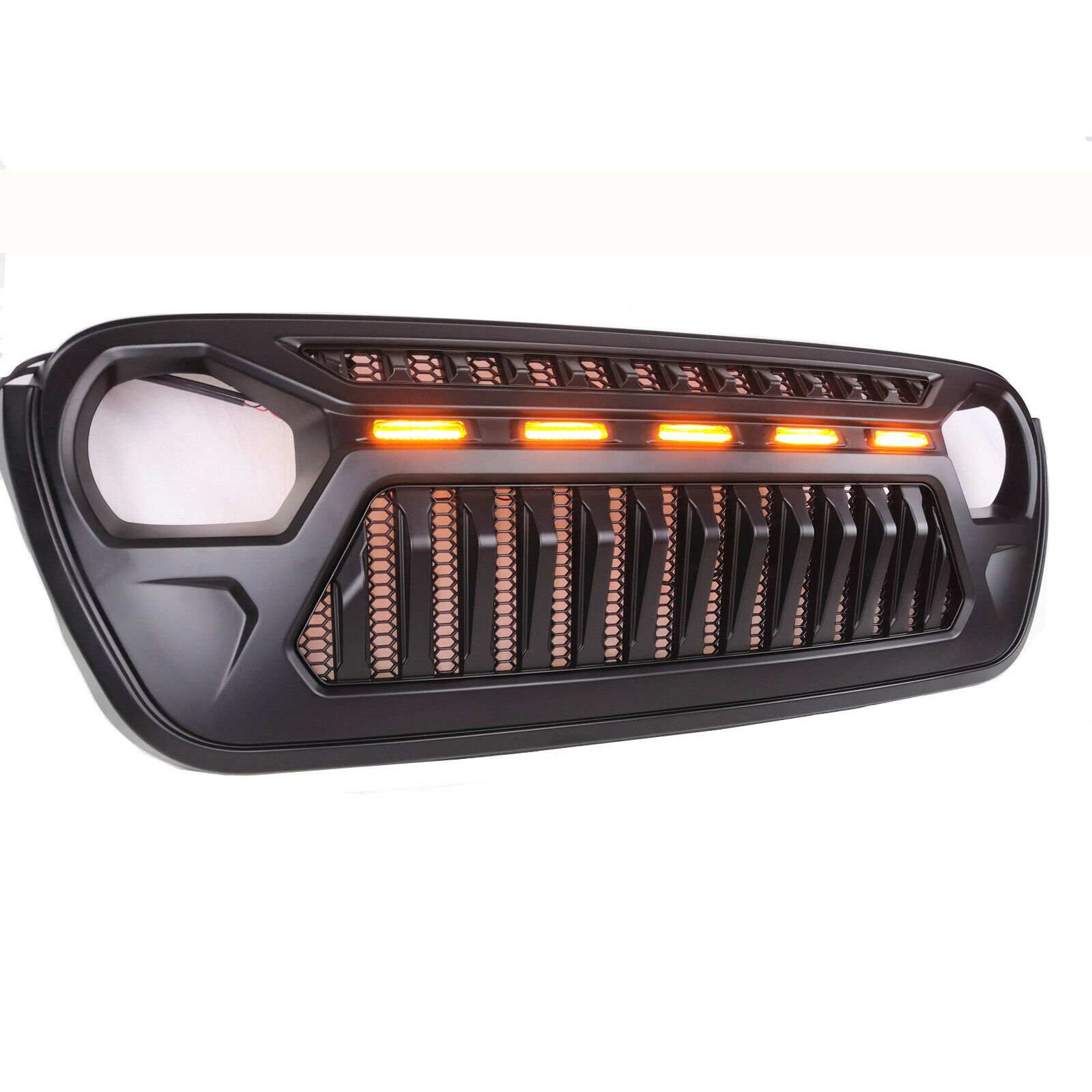 New 18-19 Front Grille with 5 Amber Light for Jeep JL JT angry Ⅲ Grille 