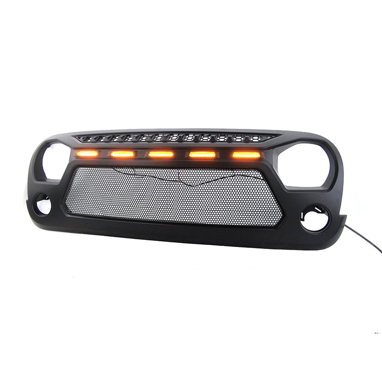 New 07-17 Front Grille with 5 Amber Light for Jeep JK Ⅲ Rebel Grille