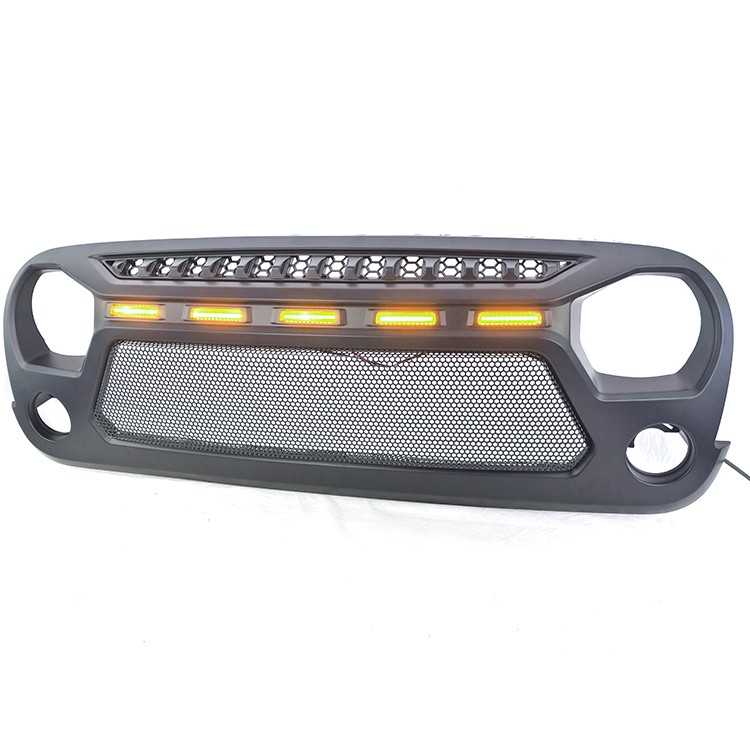 New 07-17 Front Grille with 5 Amber Light for Jeep JK Ⅲ Rebel Grille