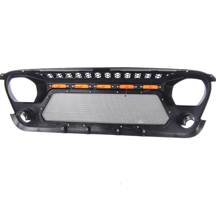 New 07-17 Front Grille with 5 Amber Light for Jeep JK Ⅲ Rebel Grille